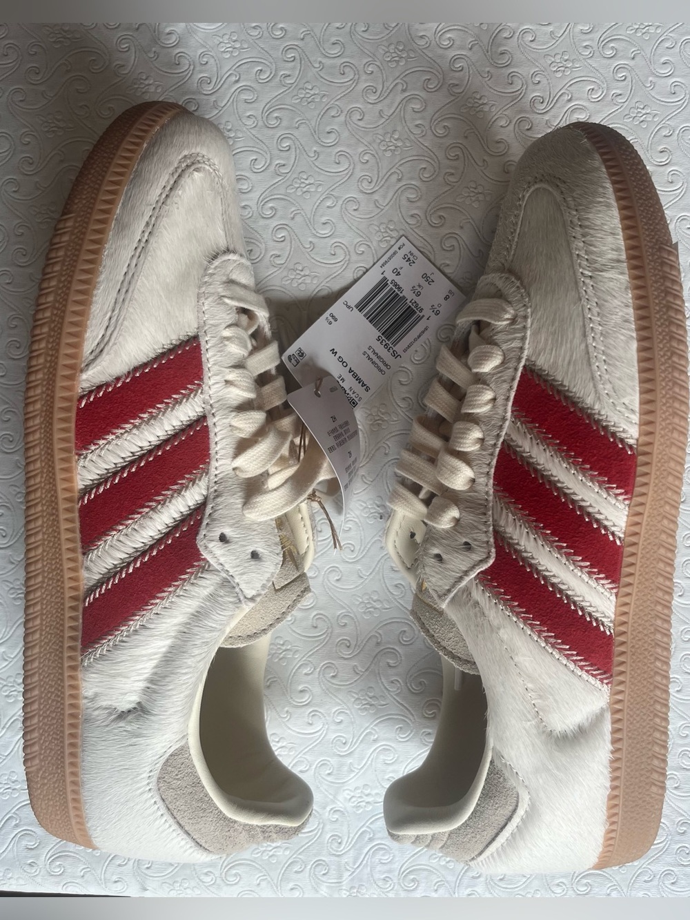 Adidas Gender Inclusive Samba OG Beige/Cream/Red Pony Hair Sneakers (Unisex) - Picture 4 of 10